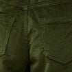 Pantalon taille haute velours resserr&eacute; vert fonc&eacute; femme