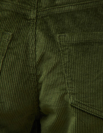 Pantalon taille haute velours resserr&eacute; vert fonc&eacute; femme