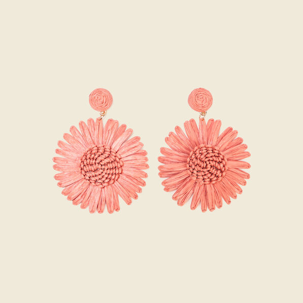 Boucles d'oreilles pendantes rose corail femme