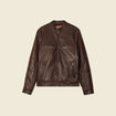 Blouson simili cuir marron foncé homme