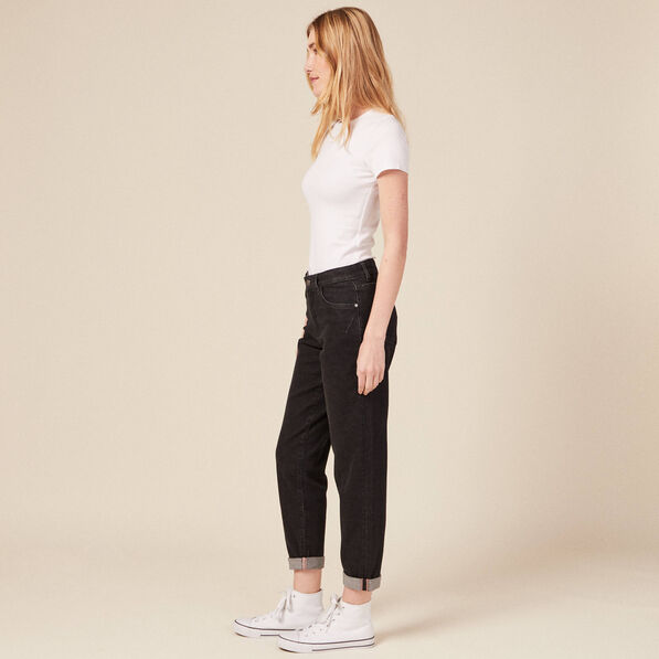 Jeans girlfriend 5 poches denim gris femme