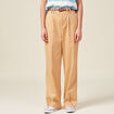 Pantalon large ceinture pinces marron clair femme