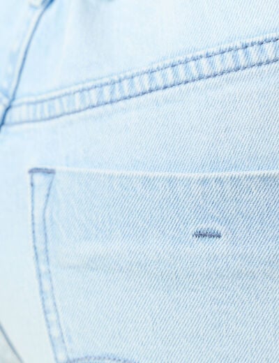 Short boyfriend ceinturé jean denim bleach femme