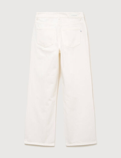 Jeans wide leg taille bascul&eacute;e denim blanc femme