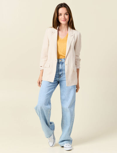 T-shirt en lin jaune femme