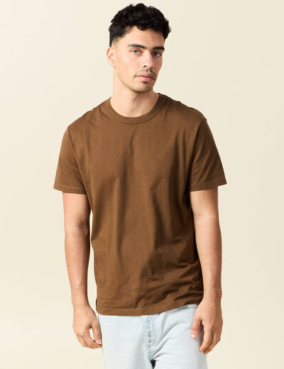 T-shirt en coton manches courtes marron homme