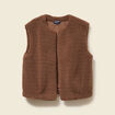 Gilet sans manches bouclette col rond marron femme