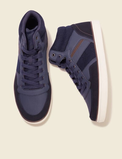 Baskets montantes à lacets bleu marine homme
