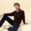 Pull droit manches longues bordeaux homme
