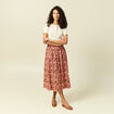 Jupe longue &eacute;vas&eacute;e en coton marron fonc&eacute; femme