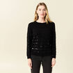 Pull manches longues sequins noir femme