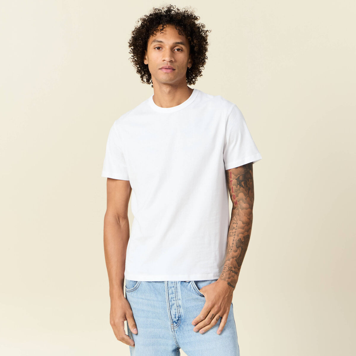 T-shirt en coton manches courtes blanc homme