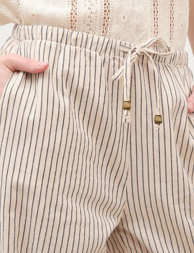 Pantalon taille standard ecru femme