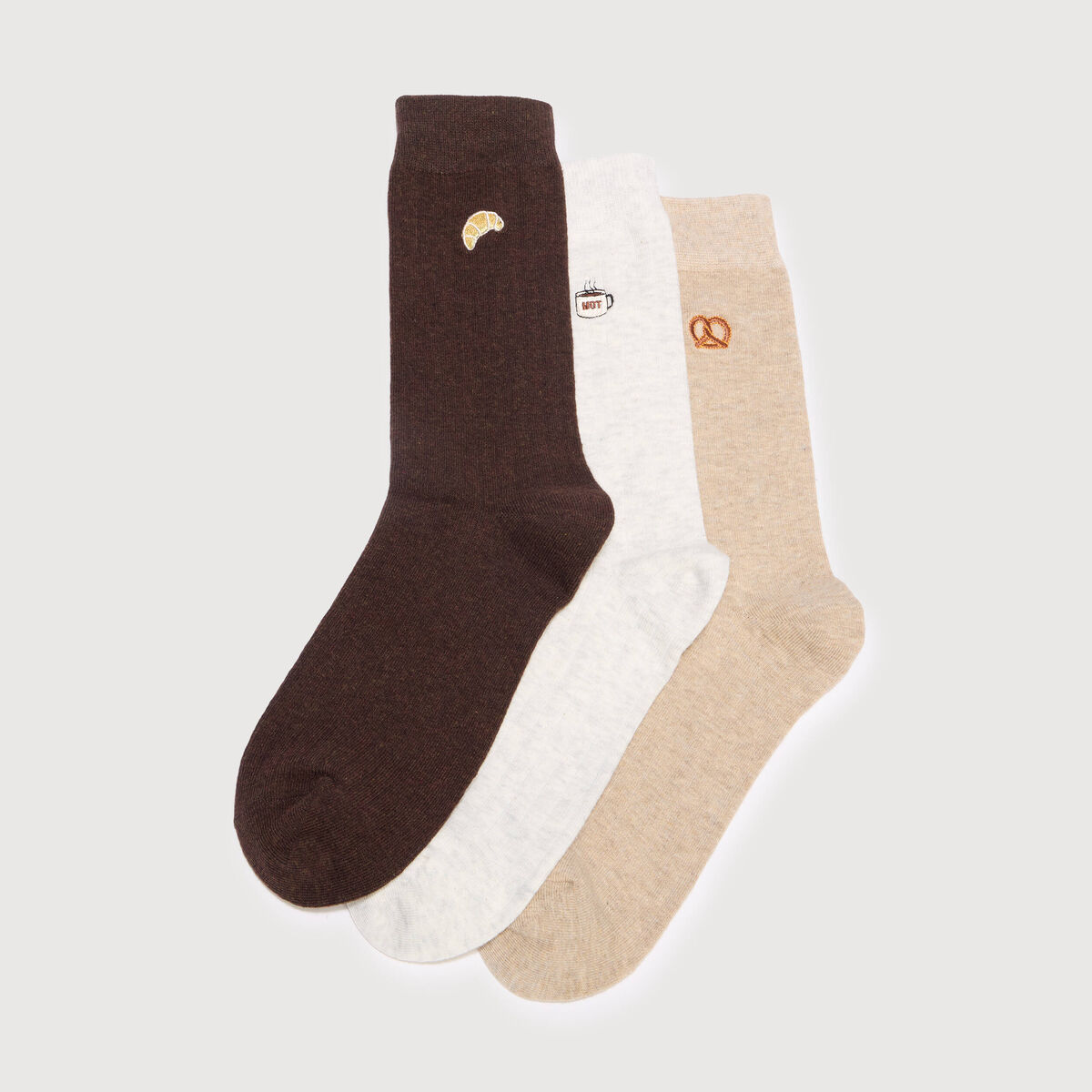Lot de 3 paires de chaussettes hautes ecru homme