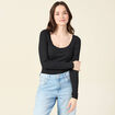 T-shirt côtelé éco-responsable noir femme