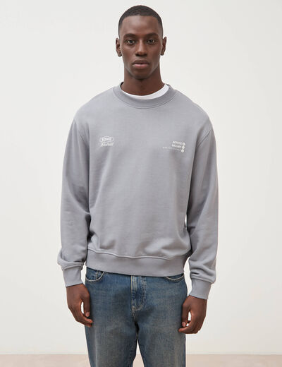 Sweat col rond manches longues gris homme