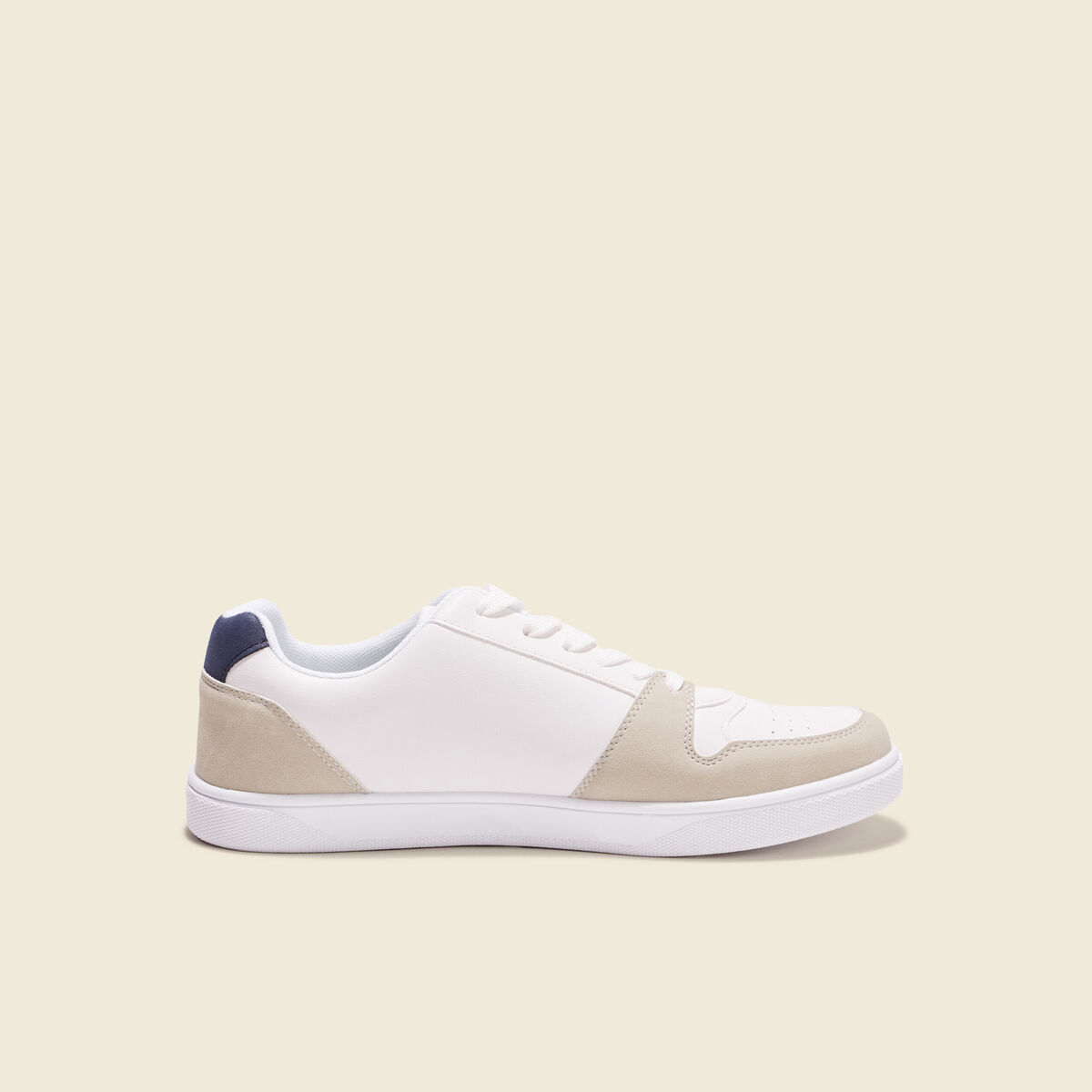 Baskets plates à lacets blanc homme