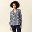 Chemise manches longues fluide bleu marine femme