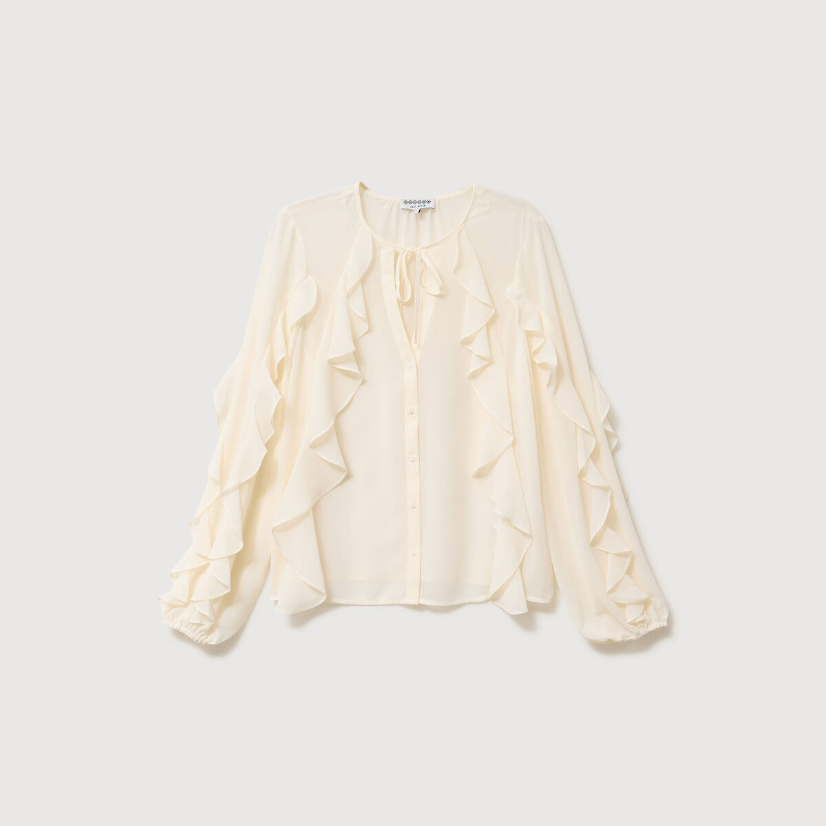 Chemise manches longues col rond ivoire femme