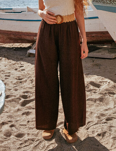 Pantalon large bordeaux femme