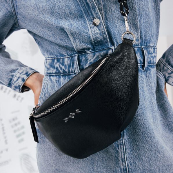 Sac banane simili cuir noir femme