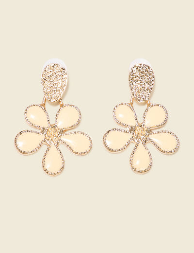 Boucles d'oreilles pendantes ecru femme