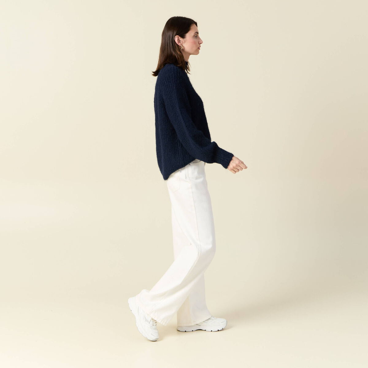 Pull manches longues bleu marine femme