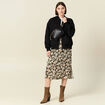 Jupe midi droite fendue noir femme