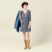 Robe évasée manches 3/4 bleu marine femme