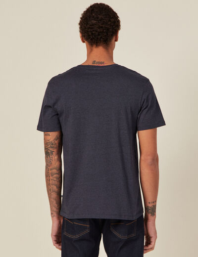T-shirt cintr&eacute; col rond manches courtes bleu fonc&eacute; homme