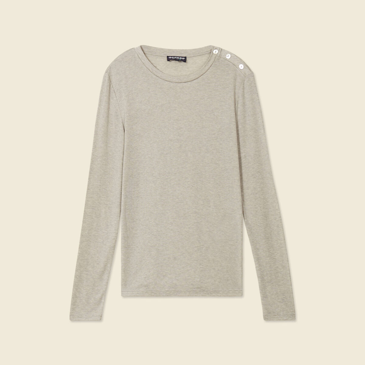 T-shirt manches longues avec laine gris clair femme
