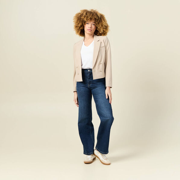Veste blazer double boutonnage beige femme