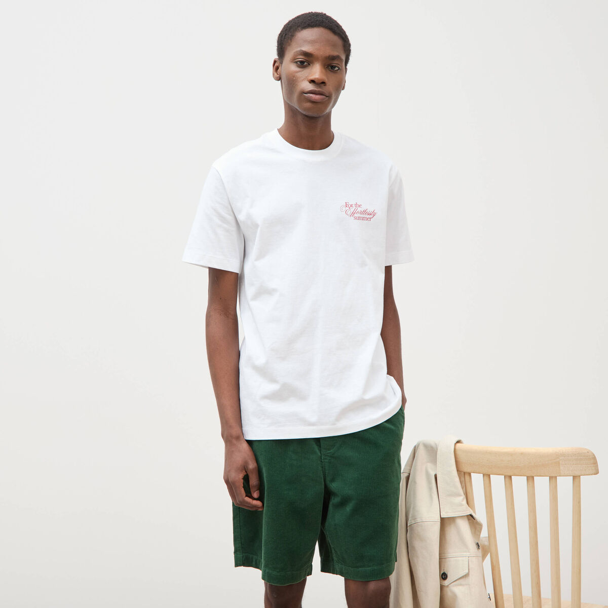 Bermuda en velours vert homme