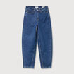 Jeans barrel taille haute 7/8&egrave;me denim brut femme