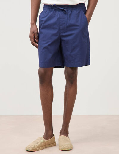 Bermuda en coton bleu fonc&eacute; homme