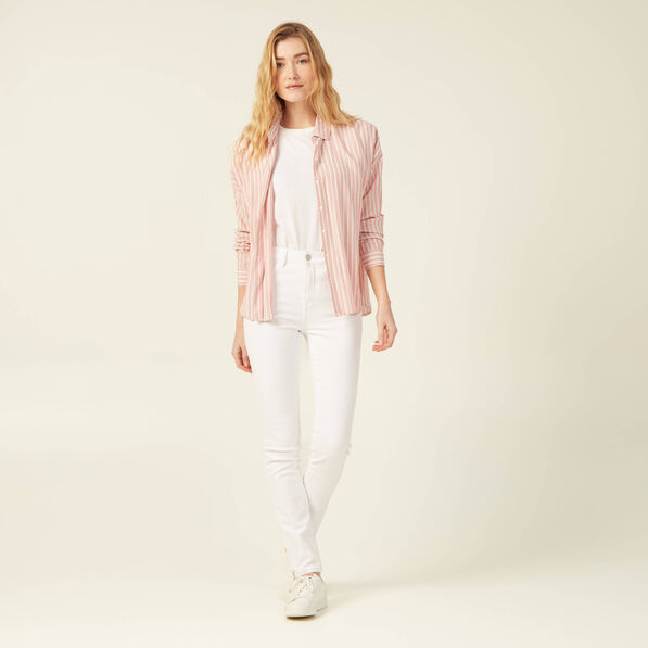 Jeans slim taille haute denim blanc femme