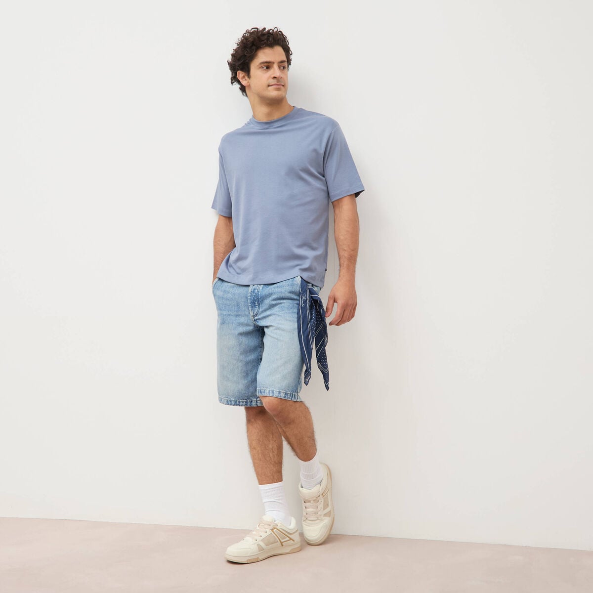T-shirt manches courtes bleu gris homme