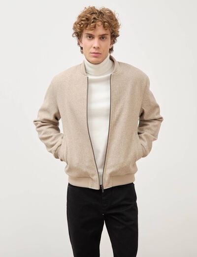 Blouson doubl&eacute; manches longues beige homme
