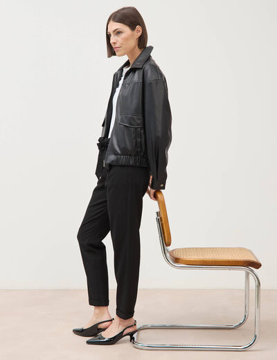 Pantalon paperbag noir femme