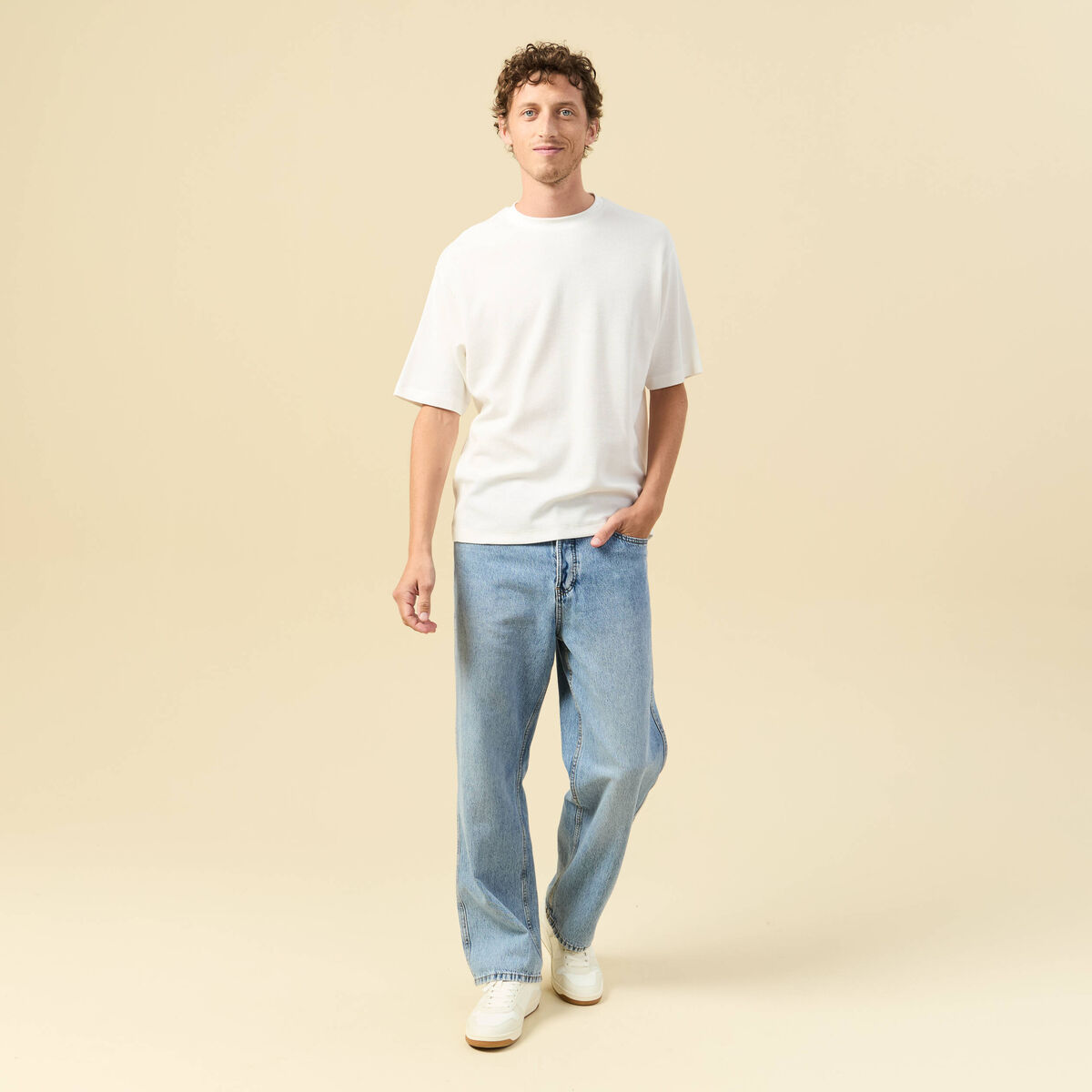 T-shirt en coton ecru homme