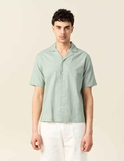 Chemise manches courtes vert olive homme