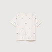 T-shirt droit col rond brod&eacute; en coton ivoire femme