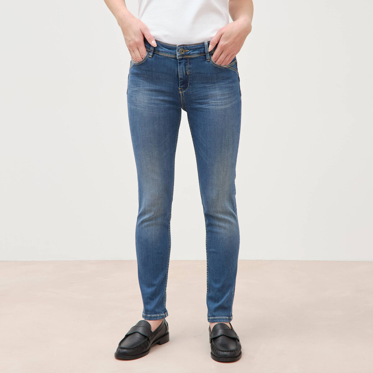 Jeans skinny push up 7/8&egrave;me denim stone femme