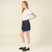 Jupe-short droite en jean denim brut rinse femme