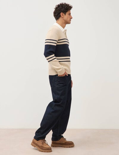 Pull manches longues en coton beige homme