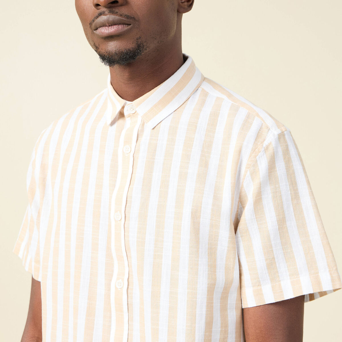 Chemise manches courtes beige homme