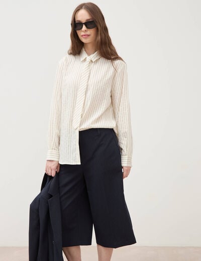 Bermuda large taille haute bleu marine femme