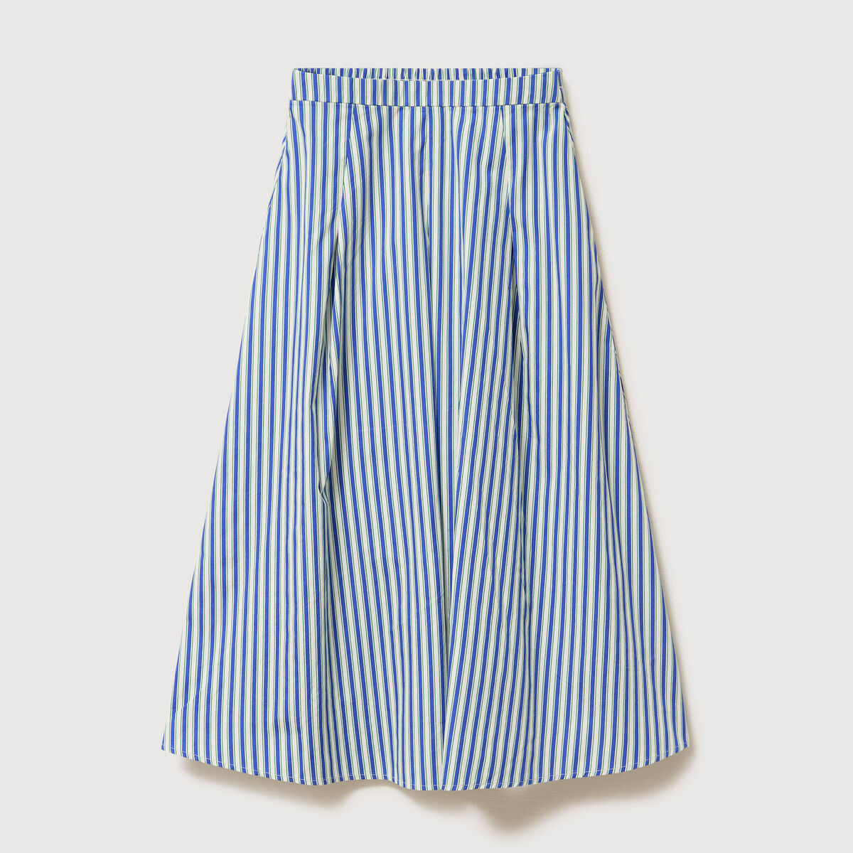 Jupe longue &eacute;vas&eacute;e en coton ray&eacute; bleu femme