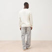 Sweat col rond manches longues en coton ecru homme