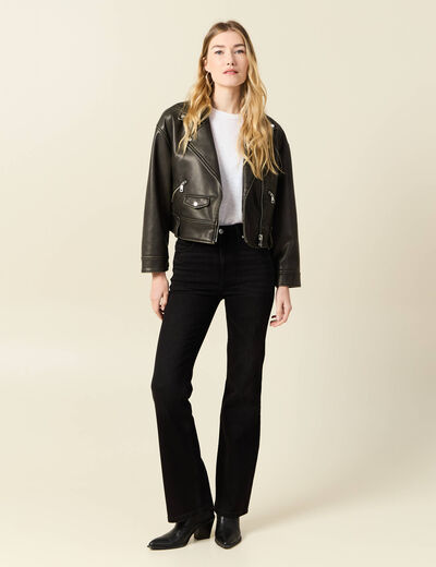 Jeans flare taille haute denim noir femme
